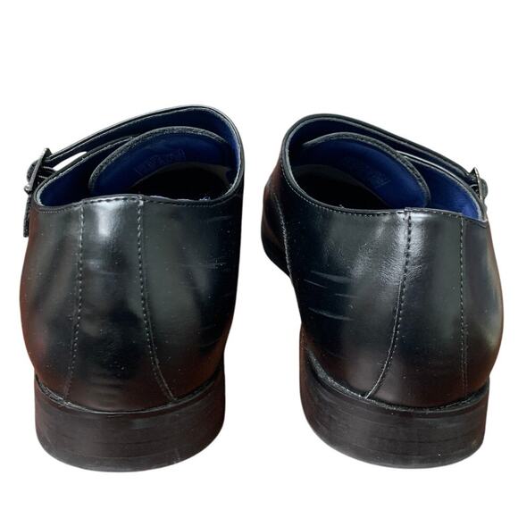 Bruno Marc Mens Size 11 Black Faux Leather Monk Strap Slip On Dress Loafer Shoes